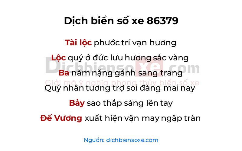 Dịch thơ biển số 86379