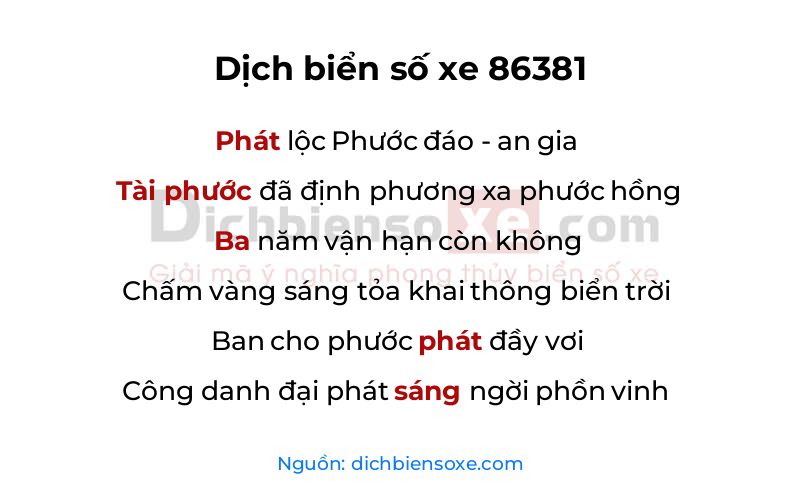 Dịch thơ biển số 86381