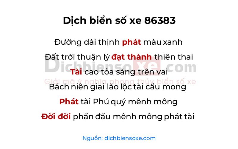 Dịch thơ biển số 86383
