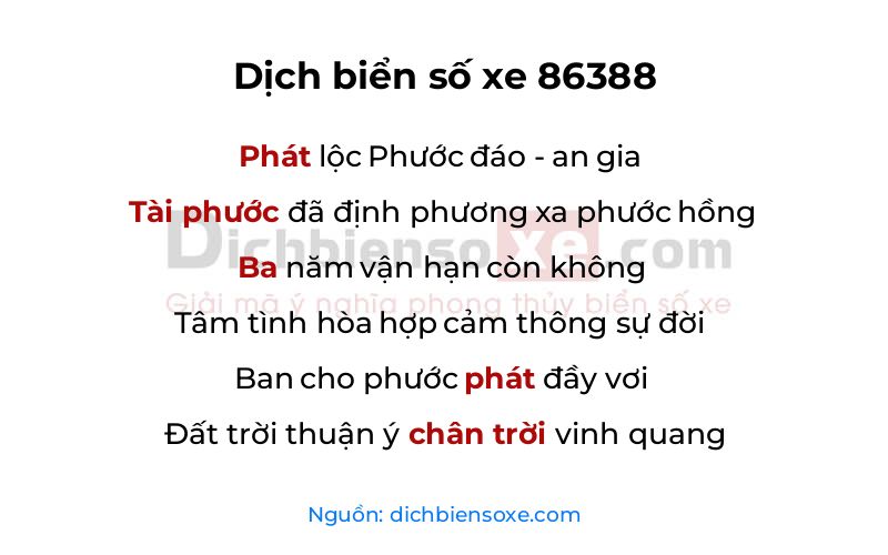 Dịch thơ biển số 86388