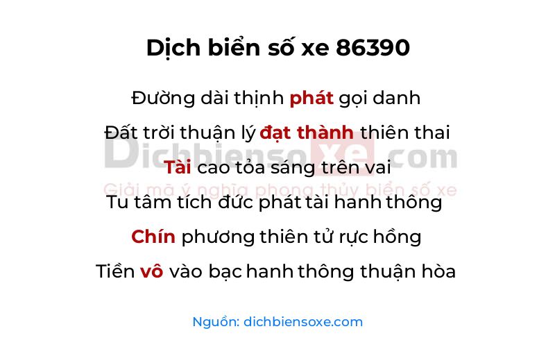 Dịch thơ biển số 86390