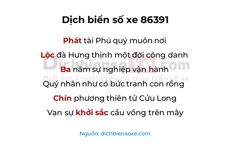 Dịch thơ biển số 86391