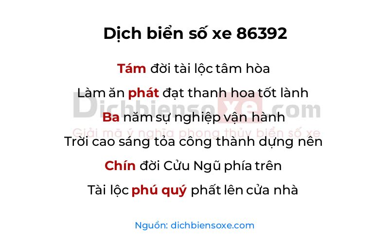 Dịch thơ biển số 86392