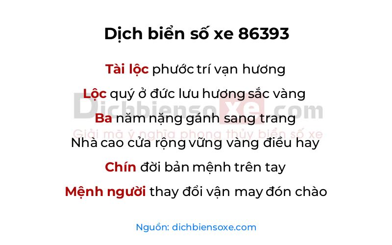 Dịch thơ biển số 86393