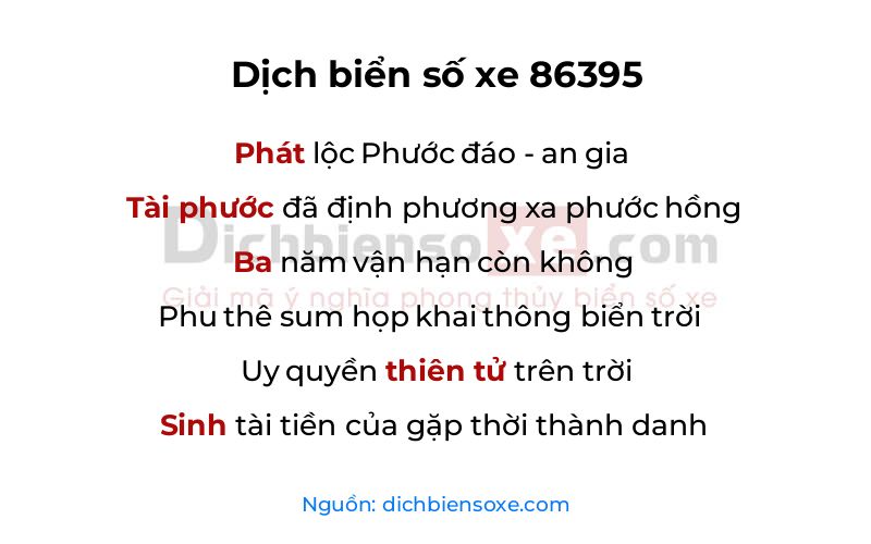 Dịch thơ biển số 86395