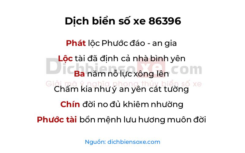 Dịch thơ biển số 86396