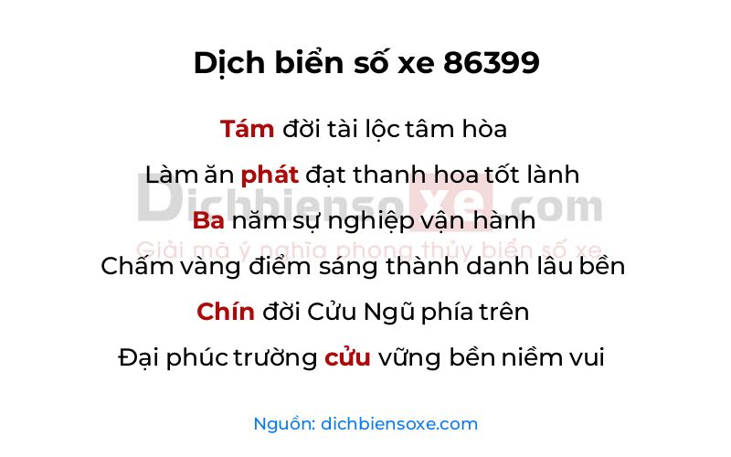 Dịch thơ biển số 86399
