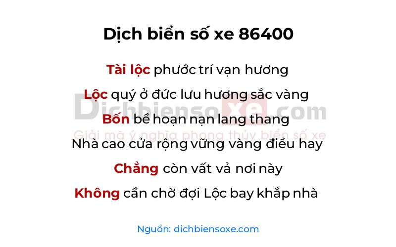 Dịch thơ biển số 86400