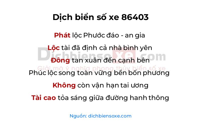 Dịch thơ biển số 86403