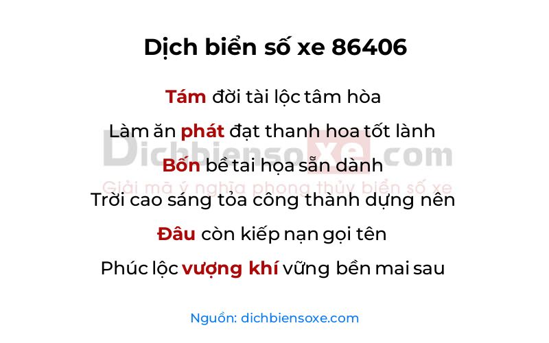 Dịch thơ biển số 86406