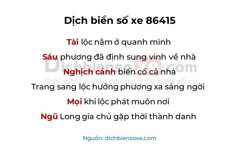 Dịch thơ biển số 86415