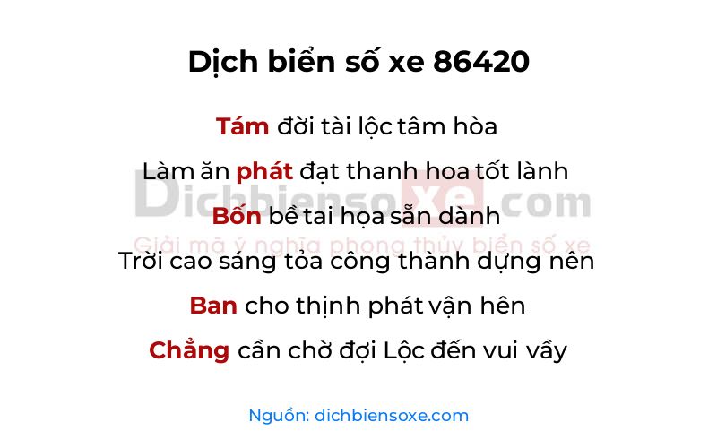 Dịch thơ biển số 86420