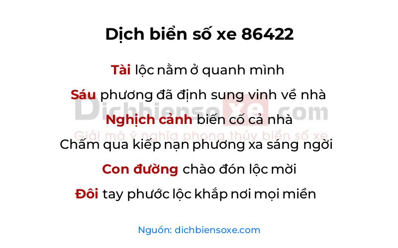 Dịch thơ biển số 86422