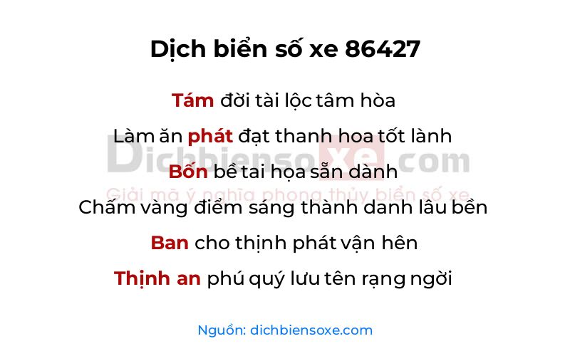 Dịch thơ biển số 86427