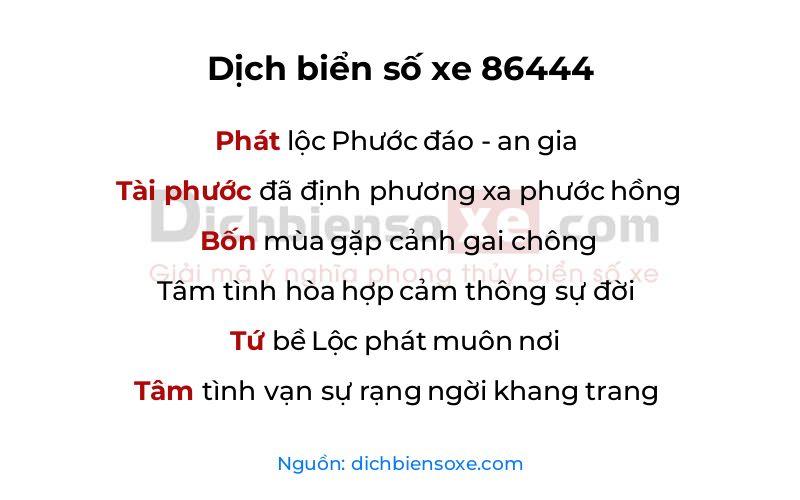 Dịch thơ biển số 86444