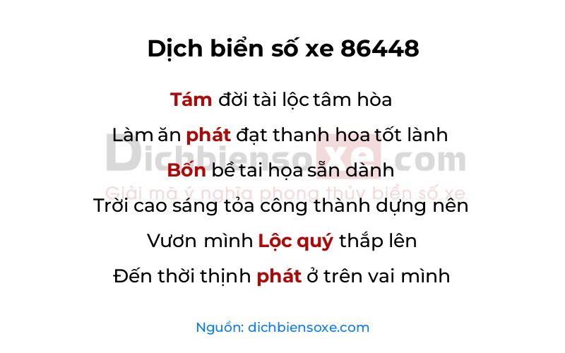 Dịch thơ biển số 86448