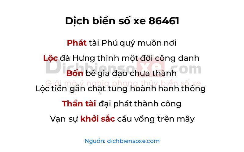 Dịch thơ biển số 86461