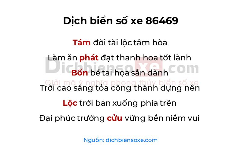 Dịch thơ biển số 86469