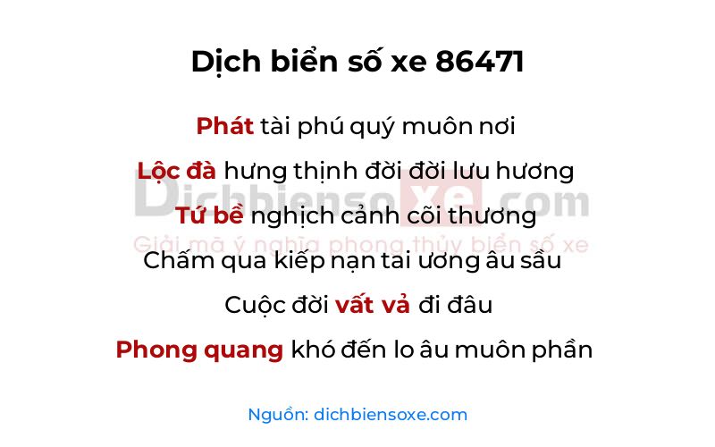 Dịch thơ biển số 86471