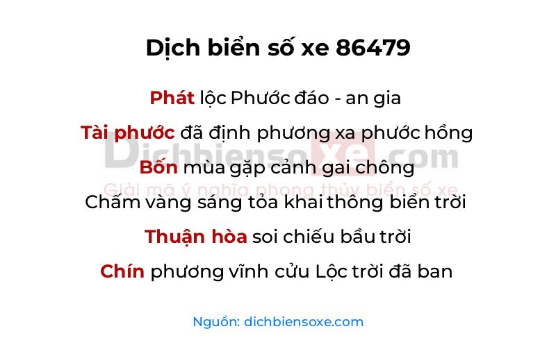 Dịch thơ biển số 86479