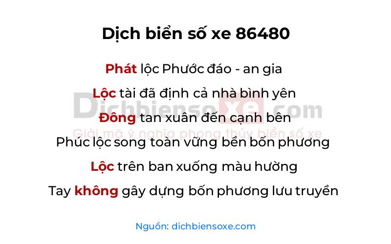 Dịch thơ biển số 86480