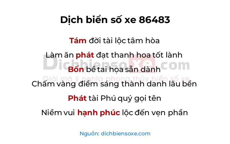 Dịch thơ biển số 86483