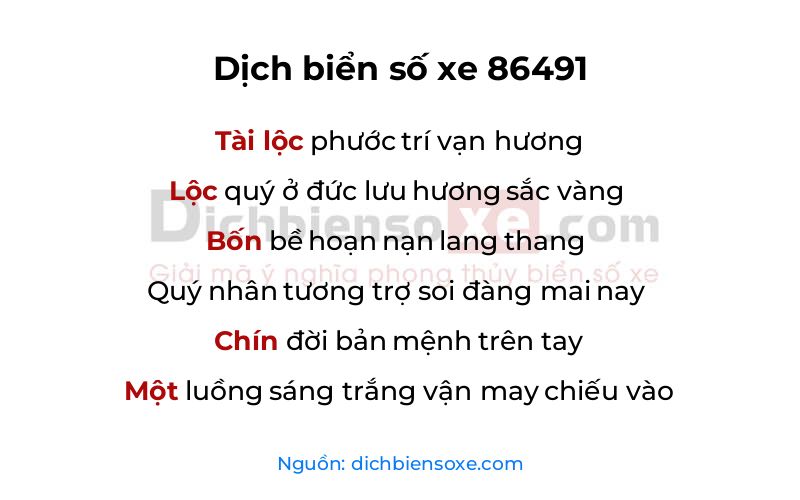 Dịch thơ biển số 86491