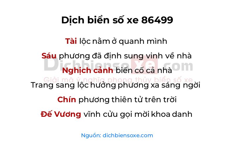 Dịch thơ biển số 86499