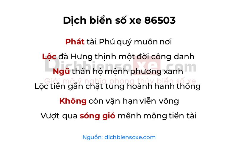 Dịch thơ biển số 86503