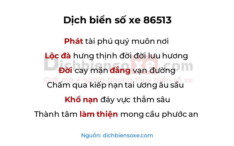Dịch thơ biển số 86513