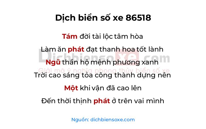 Dịch thơ biển số 86518