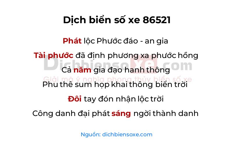 Dịch thơ biển số 86521