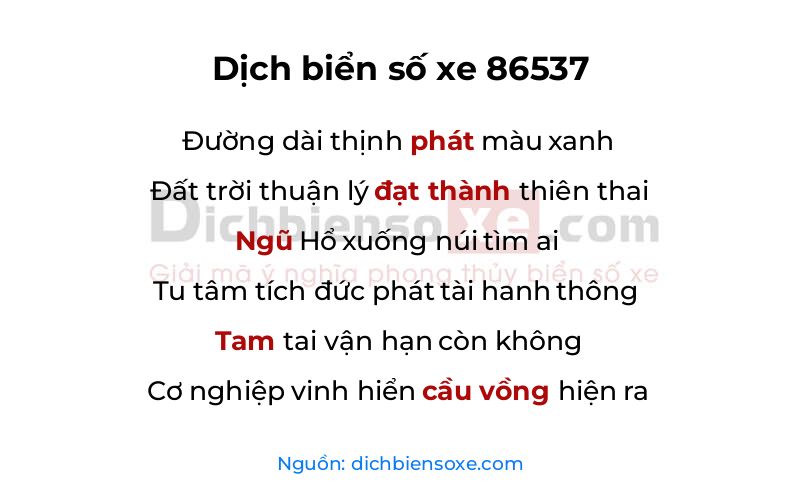 Dịch thơ biển số 86537
