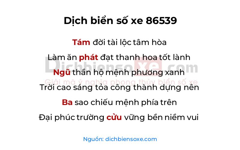Dịch thơ biển số 86539