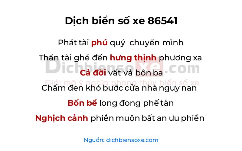 Dịch thơ biển số 86541