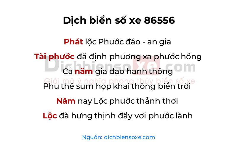 Dịch thơ biển số 86556