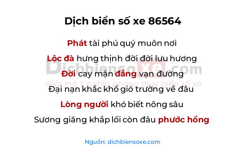 Dịch thơ biển số 86564