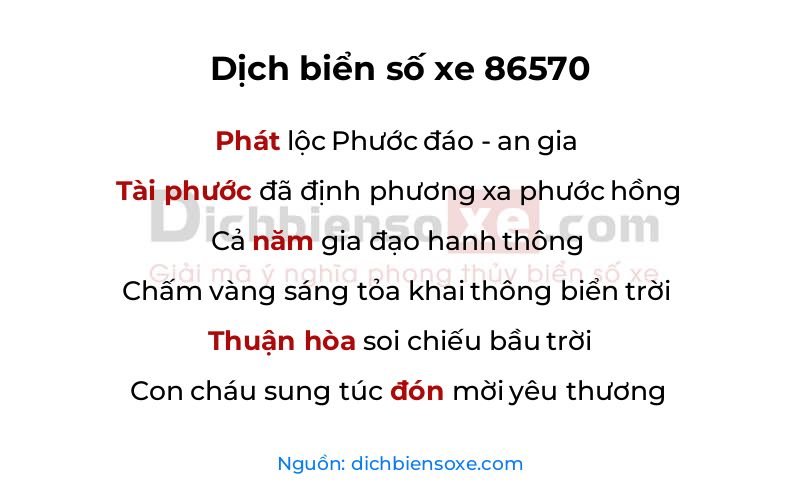 Dịch thơ biển số 86570