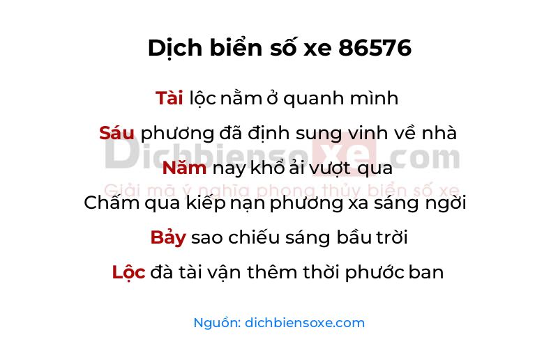 Dịch thơ biển số 86576