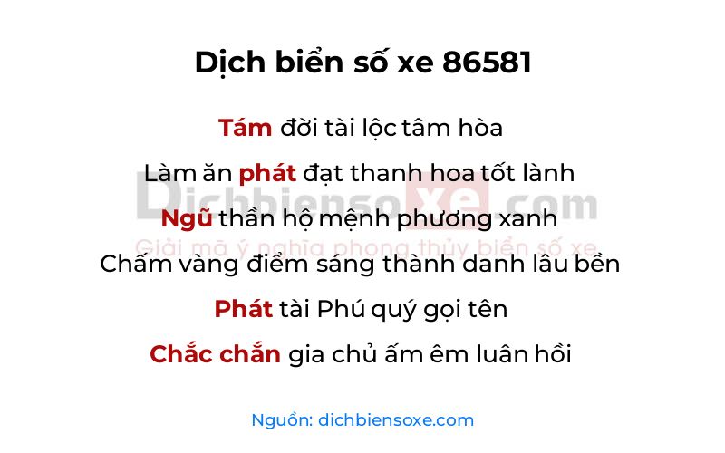Dịch thơ biển số 86581