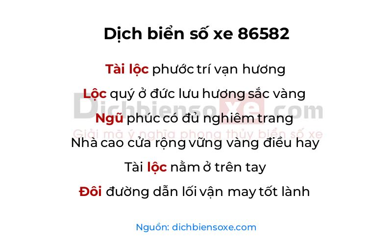 Dịch thơ biển số 86582