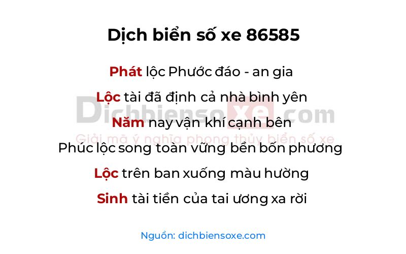 Dịch thơ biển số 86585