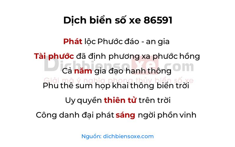 Dịch thơ biển số 86591