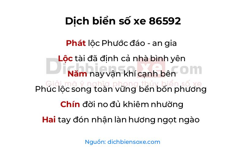 Dịch thơ biển số 86592