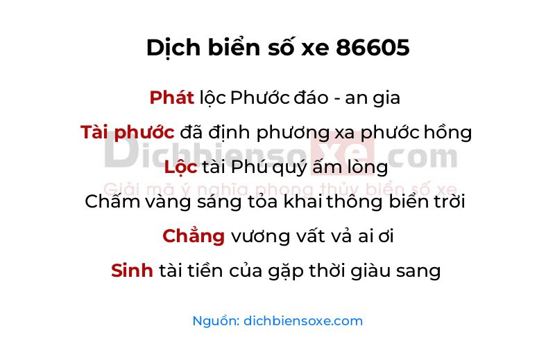 Dịch thơ biển số 86605
