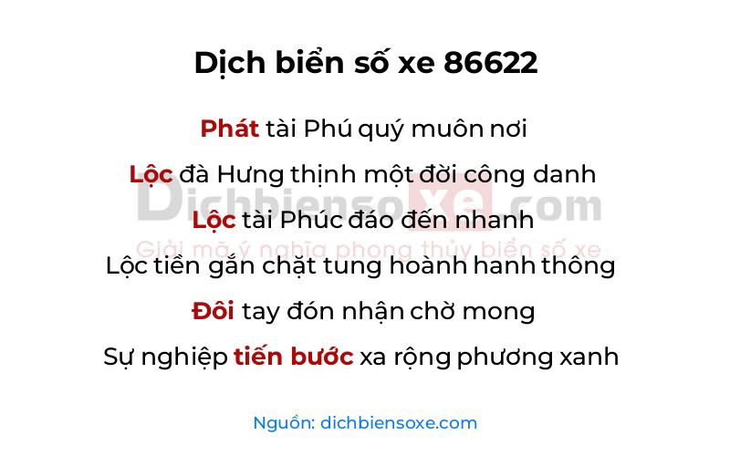 Dịch thơ biển số 86622