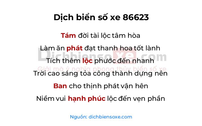 Dịch thơ biển số 86623