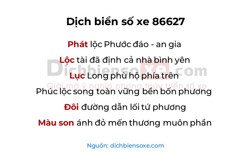 Dịch thơ biển số 86627