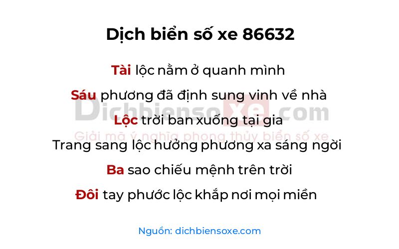 Dịch thơ biển số 86632