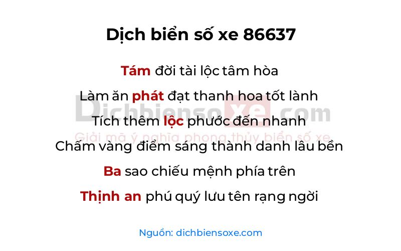 Dịch thơ biển số 86637